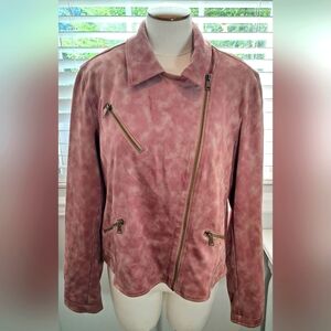 Anthropologie Rose Collared Long Sleeve Moto Style Jacket Size L NWT